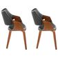 LumiSource Curvo Highback Contemporary Chair with Black Faux Leather Cushion in Walnut Wood (Set of 2), , large