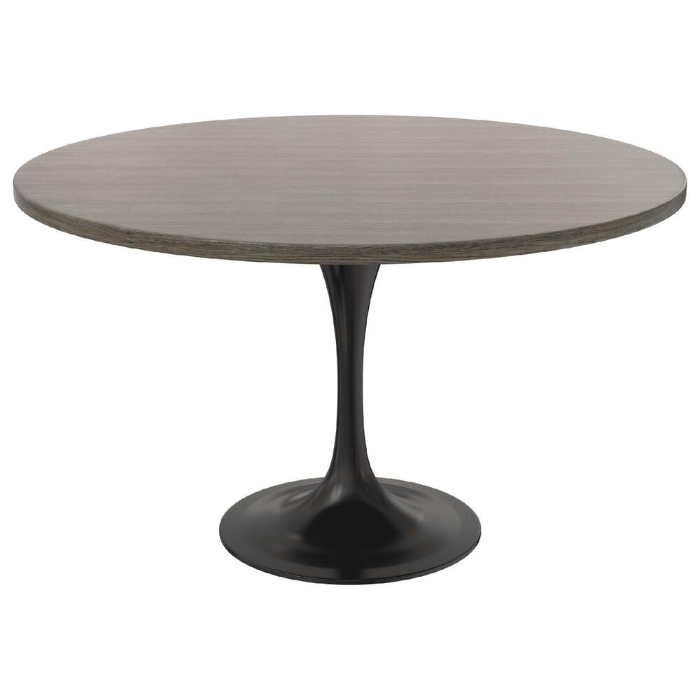 Leisuremod LeisureMod Verve Collection 48 Round Dining Table, Black Base with Dark Maple MDF Top, , large
