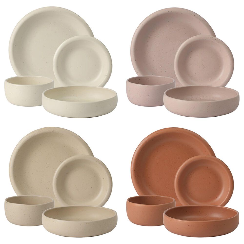 Gibson Home Corsica Clay 16-Piece Double Bowl Stoneware Reactive Glaze Dinnerware Set, , large