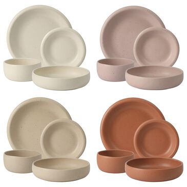 Gibson Home Corsica Clay 16-Piece Double Bowl Stoneware Reactive Glaze Dinnerware Set, , large