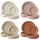 Gibson Home Corsica Clay 16-Piece Double Bowl Stoneware Reactive Glaze Dinnerware Set, , large