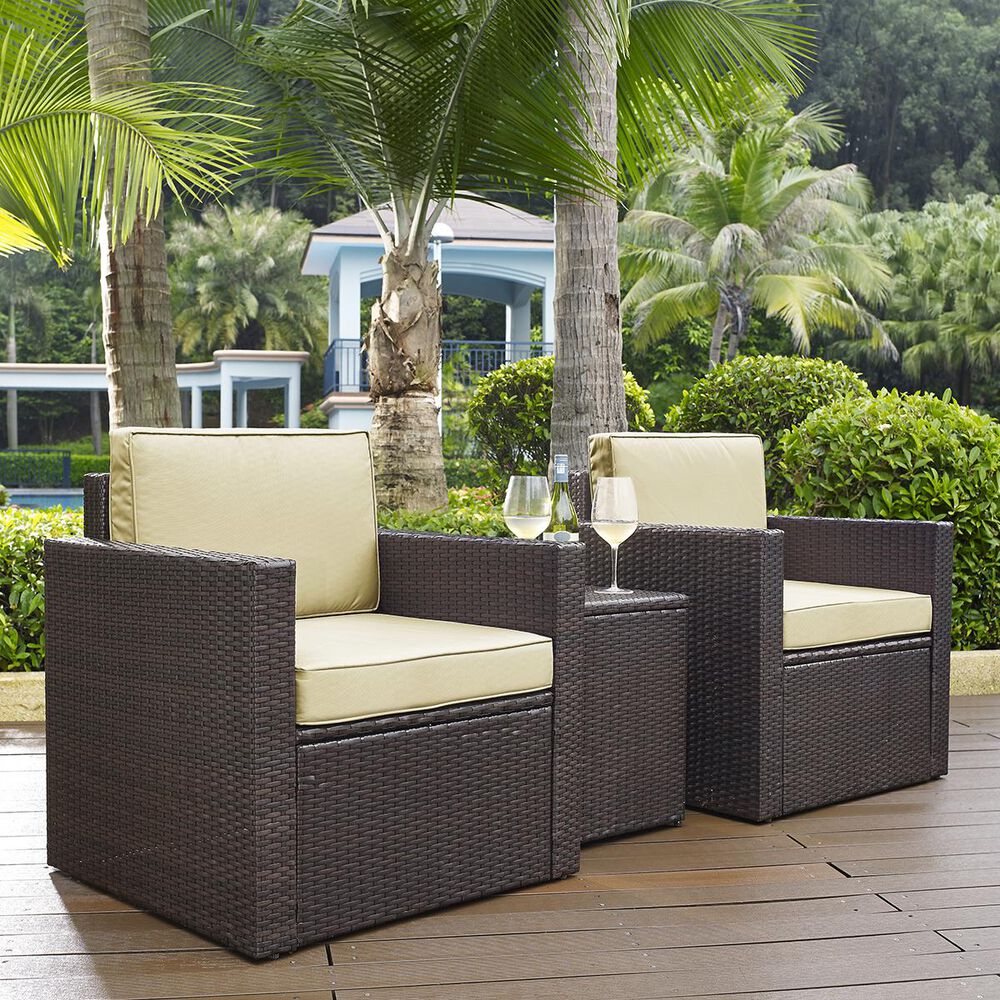 Crosley Furniture Palm Harbor 3-Piece Conversation Set in Dark Brown, , large