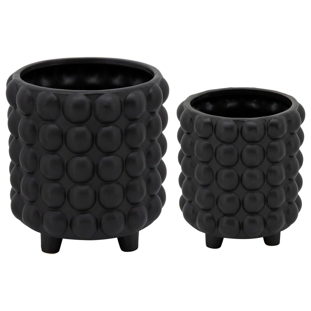 Sagebrook Home Bubble Planter in Matte Black (Set of 2), , large