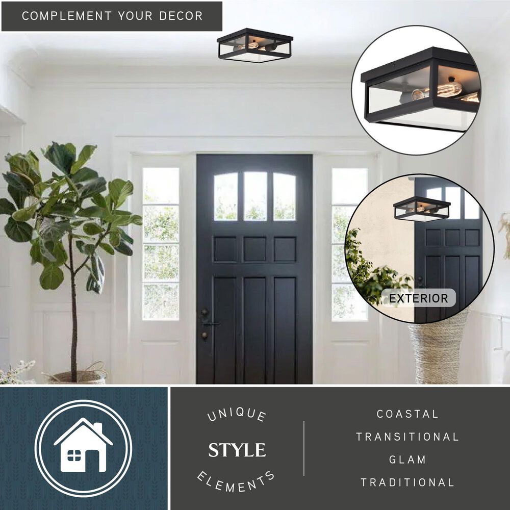 Vaxcel Kinzie 2-Light Outdoor Flush Mount in Textured Black, , large