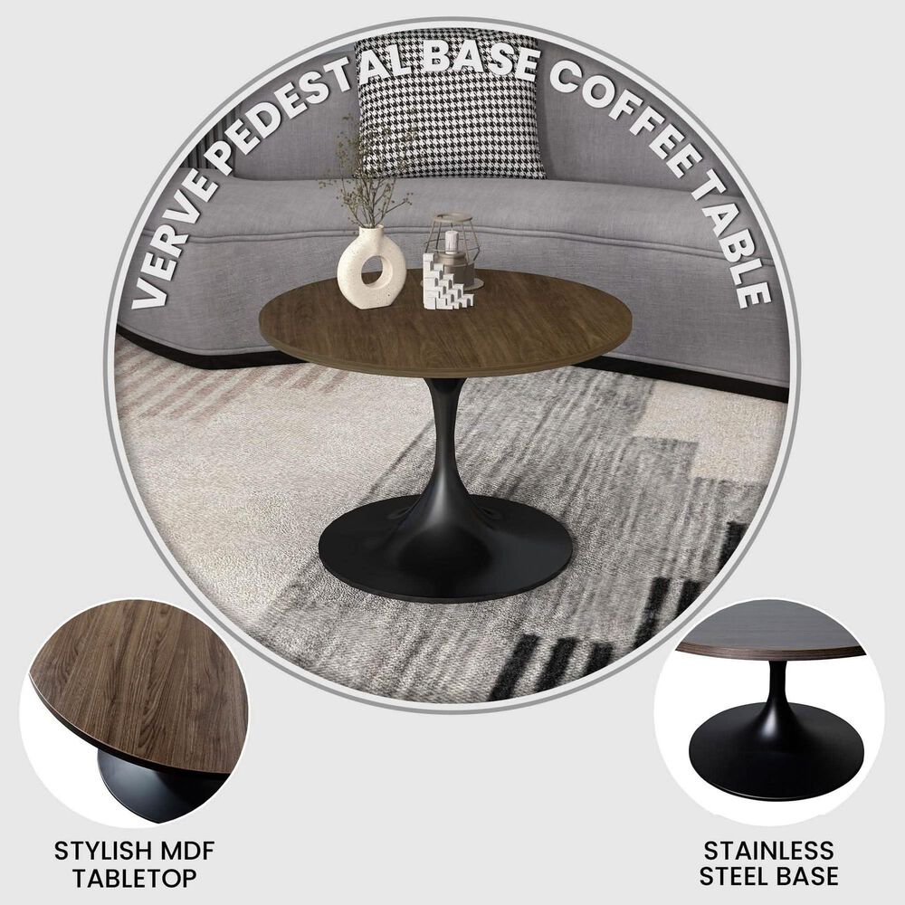 Leisuremod Verve 27&quot; Coffee Table with MDF Top in Black and Dark Brown, , large