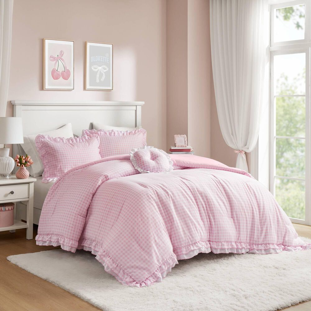 Hampton Park Rowena 4-Piece Full/Queen Comforter Set in Pink, , large