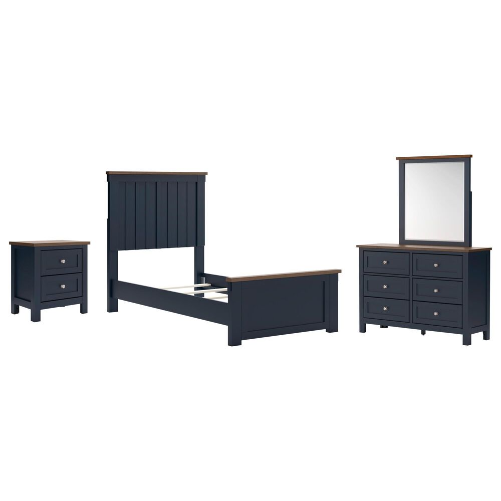 Ashley Landocken 4-Piece Twin Bedroom Set in Brown and Blue, , large