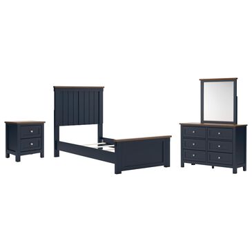 Ashley Landocken 4-Piece Twin Bedroom Set in Brown and Blue, , large