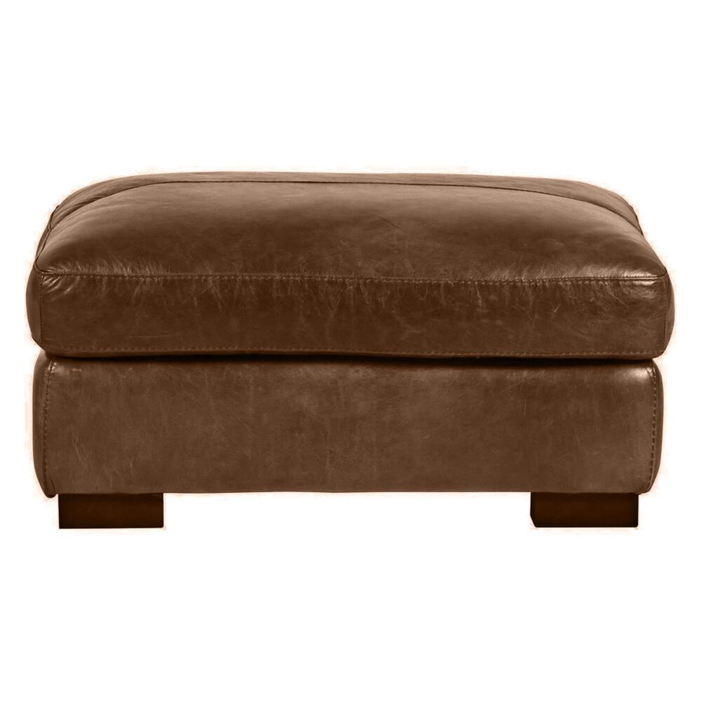 Softline Leather Chair and a Half and Ottoman in Splendor Chestnut, , large