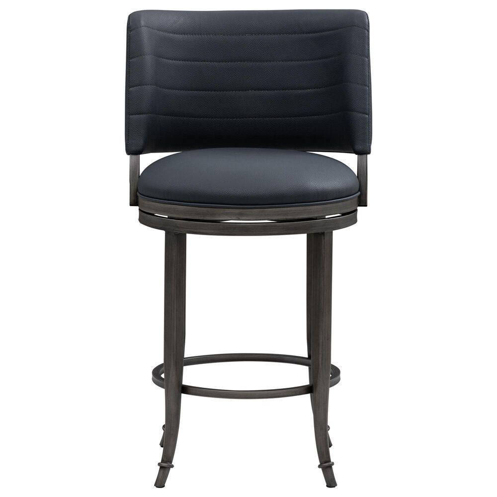 Armen Living Torres Counter Height Stool with Night Life Blue Upholstery in Antique Pewter, , large