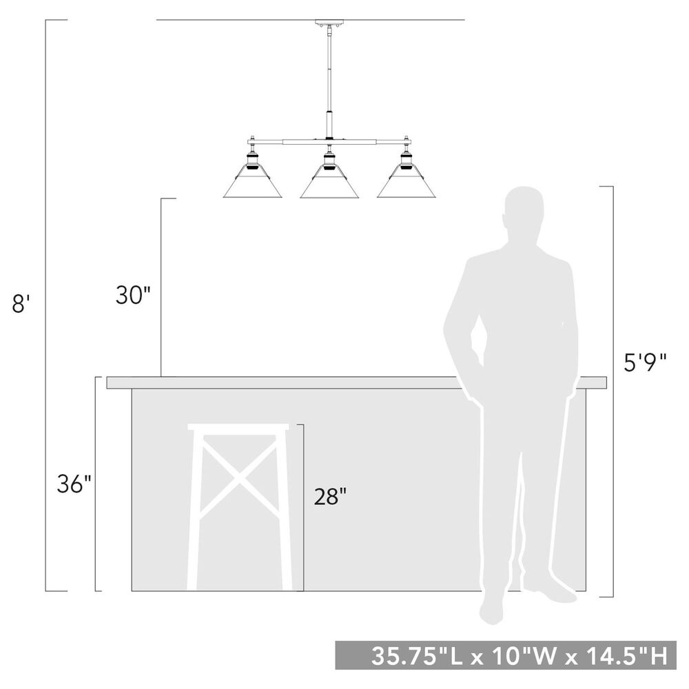 Golden Lighting Orwell 3-Light Linear Pendant with Clear Glass Shade in Aged Brass, , large