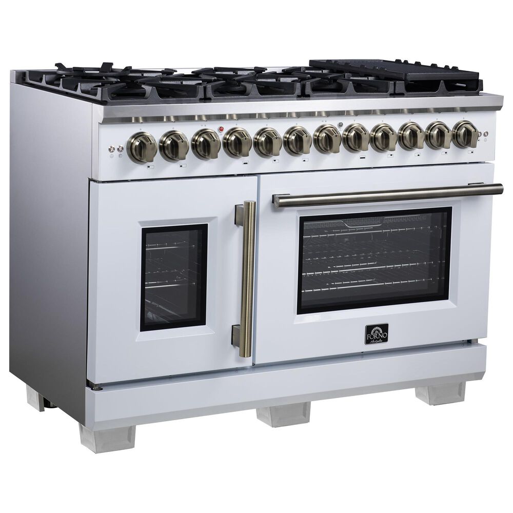 Forno Capriasca 48" Freestanding French Door Dual Fuel Range in White, , large