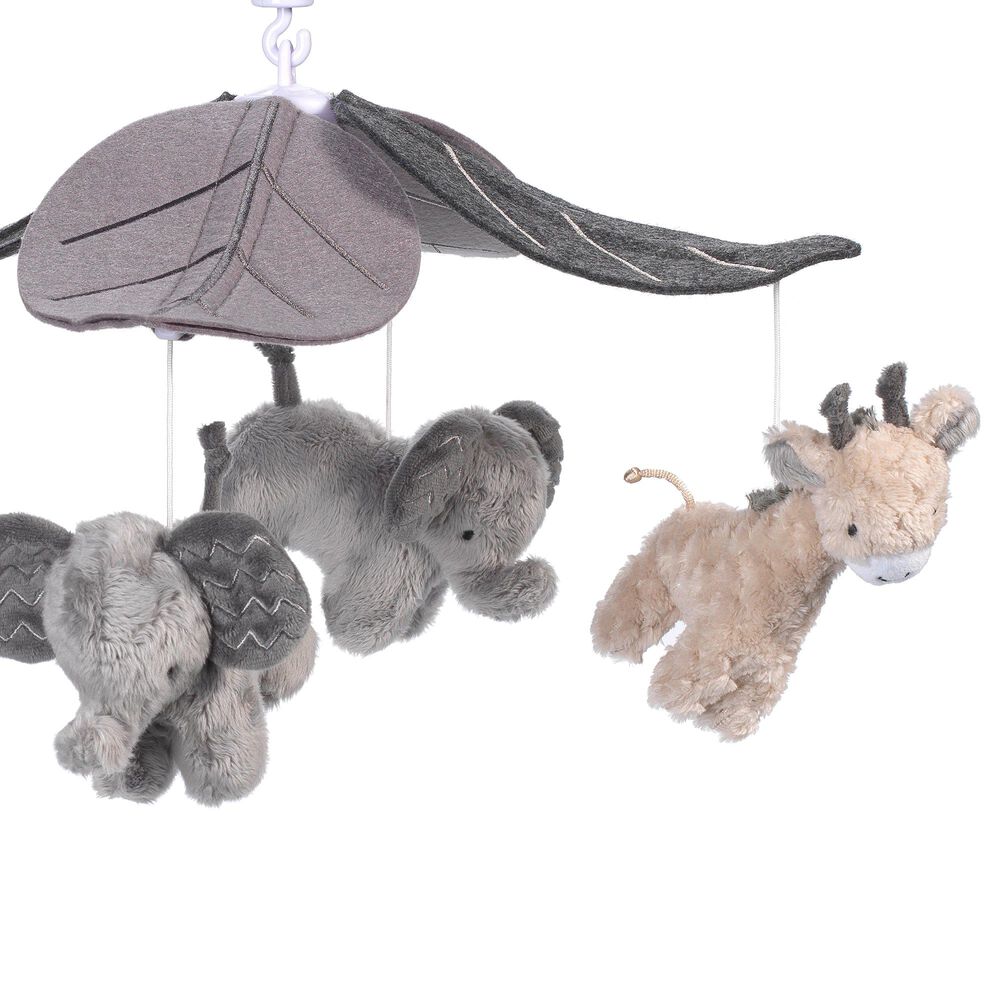 Lambs and Ivy Baby Jungle Animals Musical Crib Mobile in Gray and Tan, , large