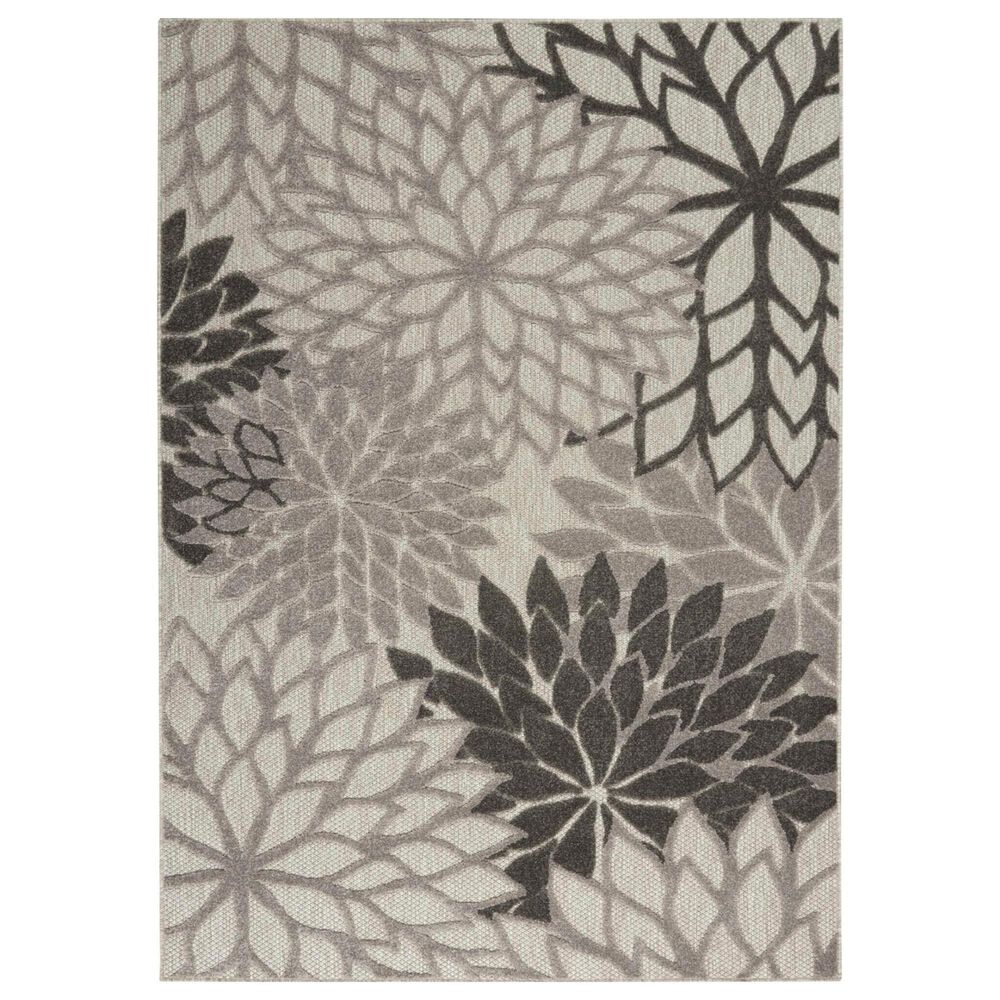 Nourison Aloha 5"3" x 7"5" Silver and Grey Indoor/Outdoor Area Rug, , large