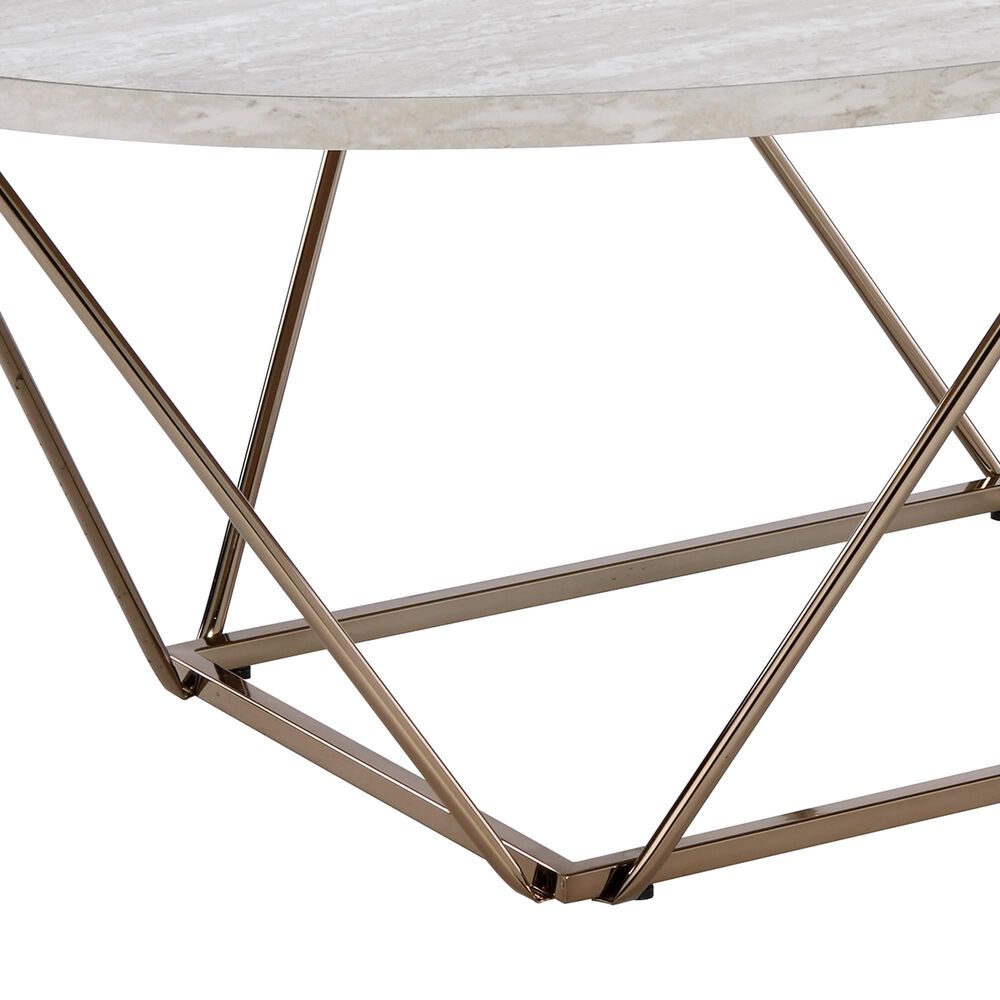 Steve Silver Furniture Rowyn Cocktail Table in White and Copper, , large