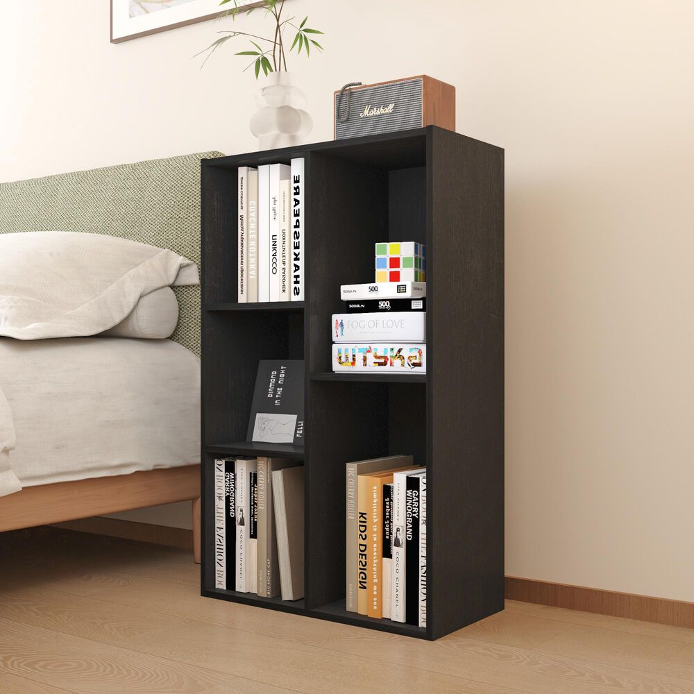 HOMLUX 5-Cube Reversible Storage Bookshelf in Blackwood, , large