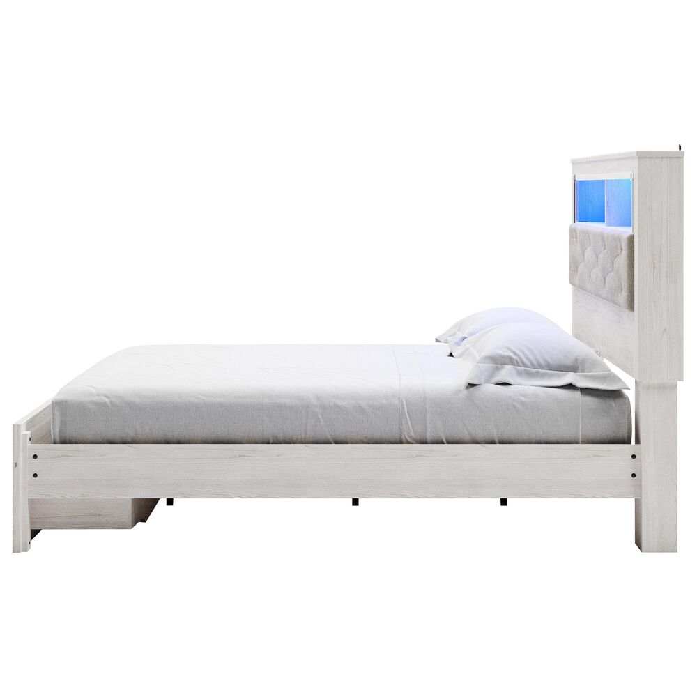 Ashley Altyra King Upholstered Bookcase Bed with Storage  in White, , large