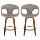 LumiSource Curva 26" Swivel Counter Stool with Light Grey Upholstery in Walnut and Black (Set of 2), , large