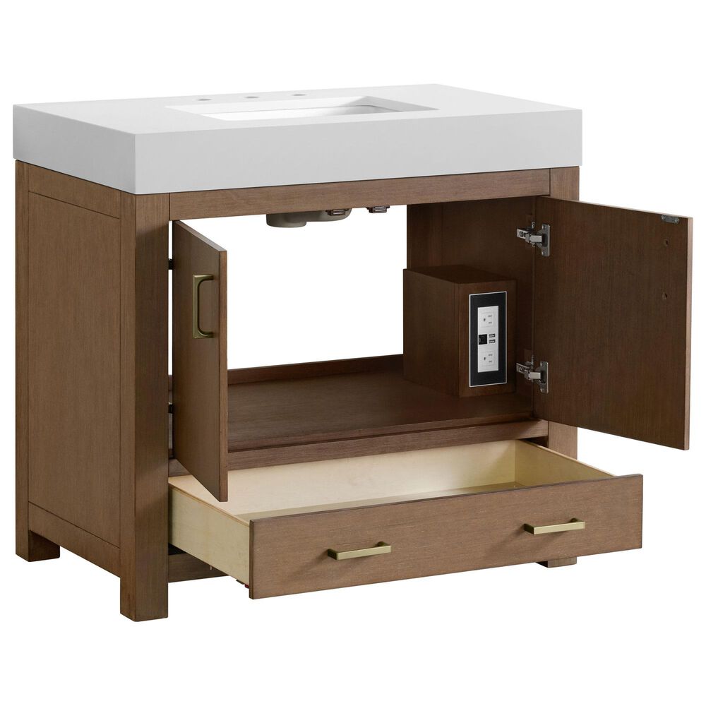 37B Alanya 36" Single Bathroom Vanity in Walnut Drift with White Composite Stone Top, , large