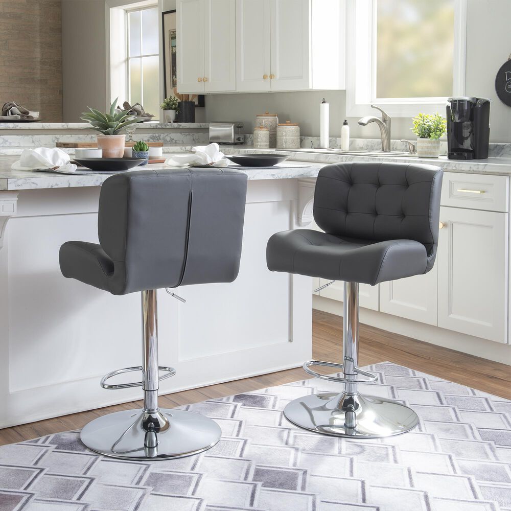 Linon Home Decor Bohen Swivel Bar Stool in Polished Chrome, , large