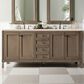 James Martin Vanities Chicago 72" Double Bathroom Vanity in Whitewashed Walnut with 3 cm Eternal Marfil Quartz Top and Rectangular Sinks, , large
