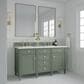 James Martin Vanities Brittany 60" Double Bathroom Vanity in Smokey Celadon with 3 cm White Zeus Quartz Top and Rectangular Sinks, , large