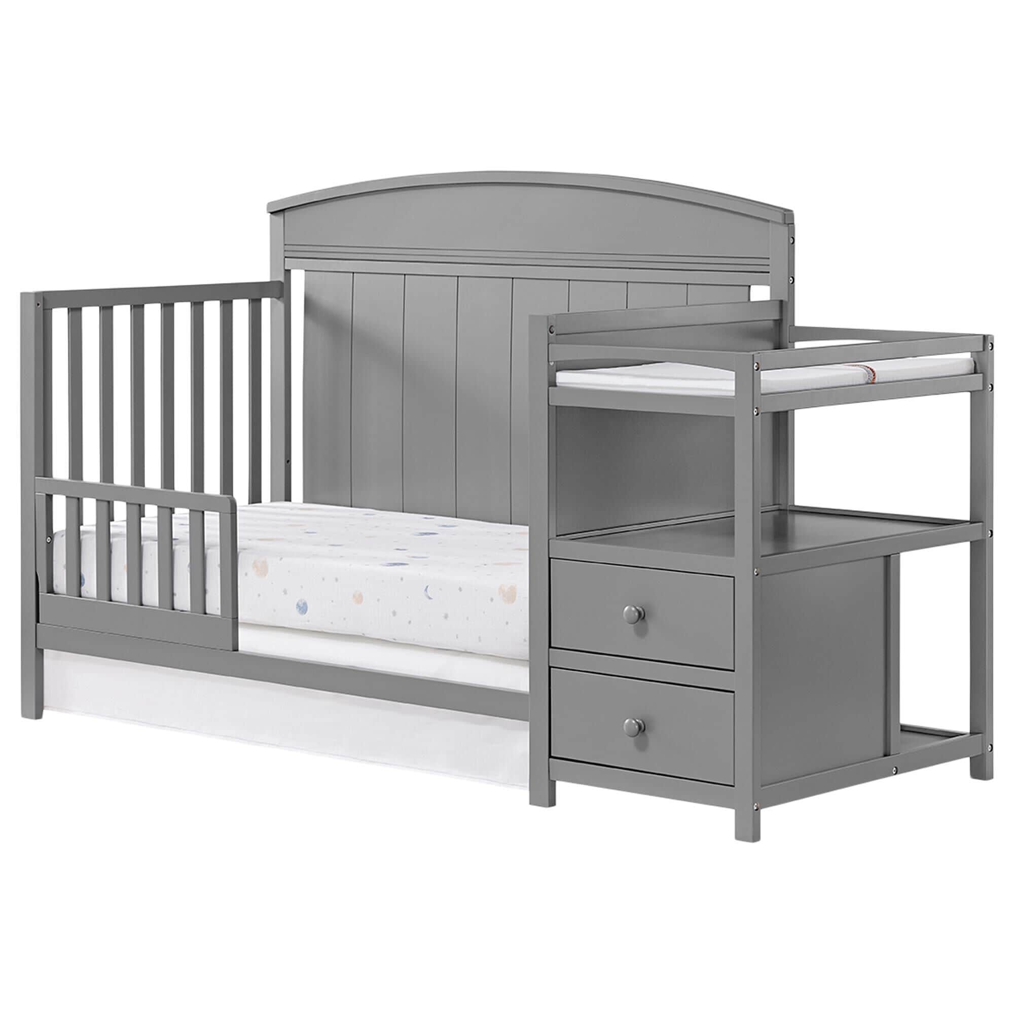 Grey crib and changing table set hot sale