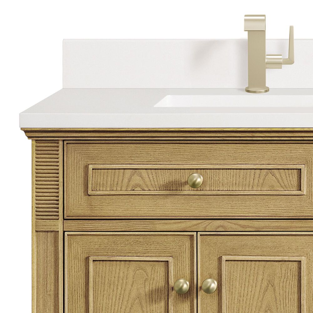 James Martin Vanities Lorelai 72&quot; Double Vanity in Light Natural Oak with Single Hole and 3 cm White Zeus Quartz Top &amp; Backsplash, , large