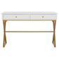 Linon Home Decor Campaign 2-Drawer Desk in White and Gold, , large
