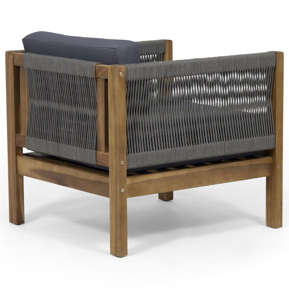Hearth and Haven Laurel Outdoor Rattan Club Chair with Gray Cushion in Teak, , large