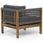 Hearth and Haven Laurel Outdoor Rattan Club Chair with Gray Cushion in Teak, , large