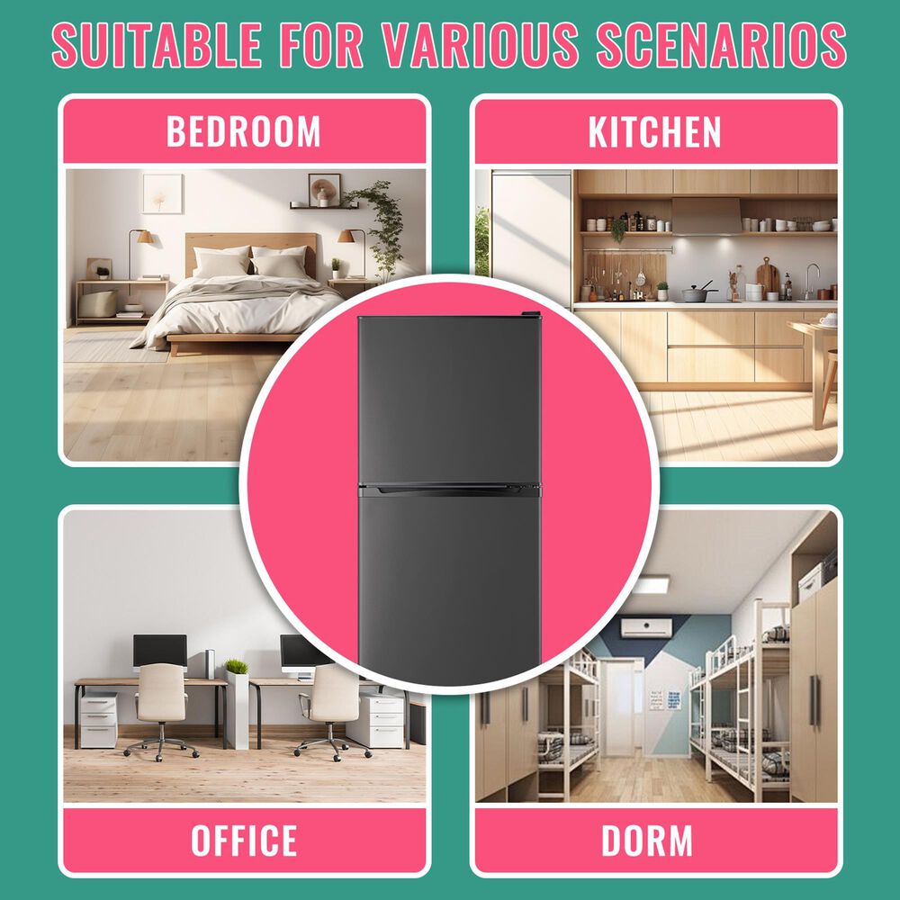 HOMLUX 5 Cu. Ft. Mini Upright Refrigerator with 1.8 Cu. Ft. Top Freezer in Gray, , large