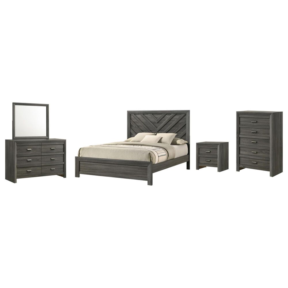 Crown Mark Valor 5-Piece Queen Bedroom Set in Gray, , large