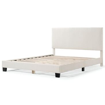 Furniture of America Gail Queen Upholstered Platform Bed with Standard Headboard in White, , large