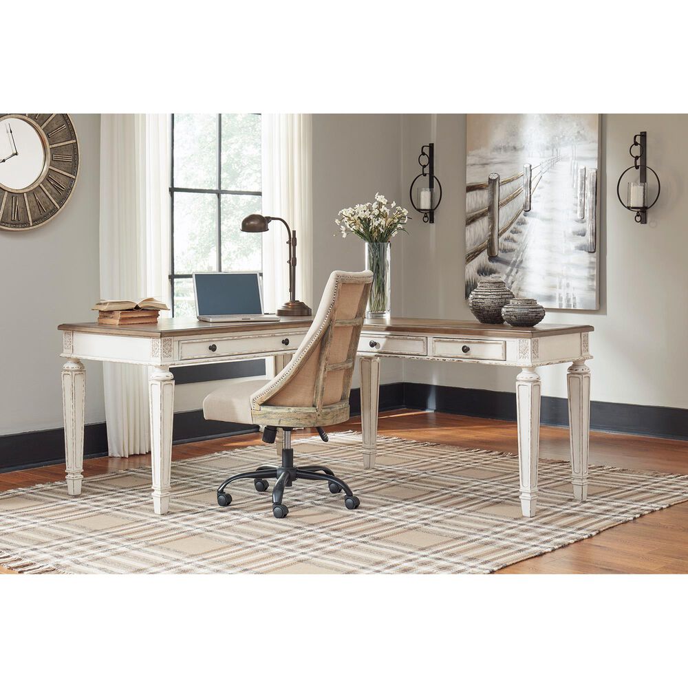 Ashley Realyn Lift Top Desk in White and Brown, , large