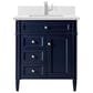 James Martin Vanities Brittany 30" Single Bathroom Vanity in Victory Blue with Single Hole 3 cm White Zeus Quartz Top and Rectangular Sink, , large
