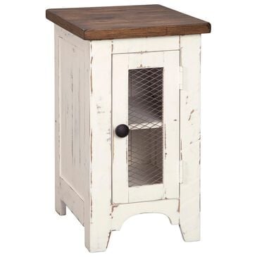 Signature Design by Ashley Wystfield Chairside Table in Vintage White and Warm Brown, , large