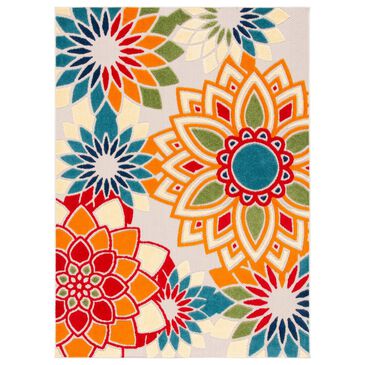 Safavieh Cabana CBN328A 5"3" x 7"7" Ivory and Orange Indoor/Outdoor Area Performance Rug, , large