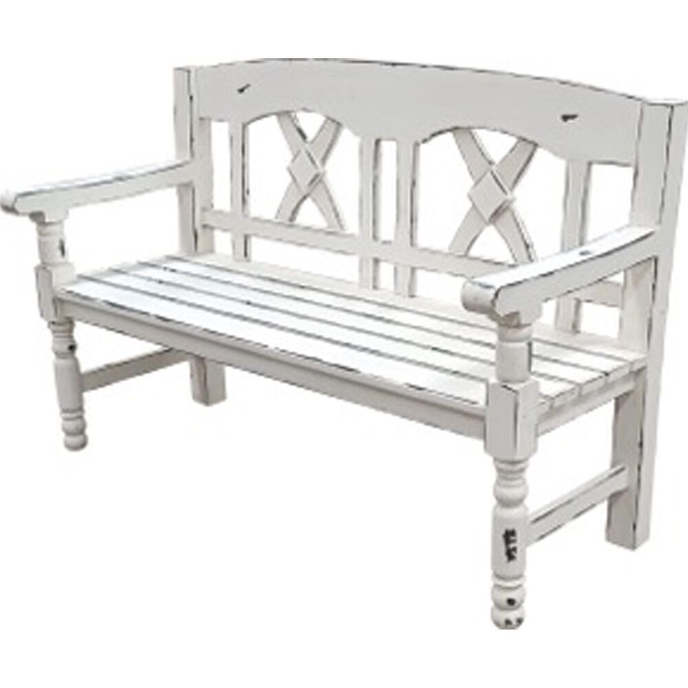 Santa Fe Rustic Ban Tucson Bench in Modern Farmhouse Heavy White, , large