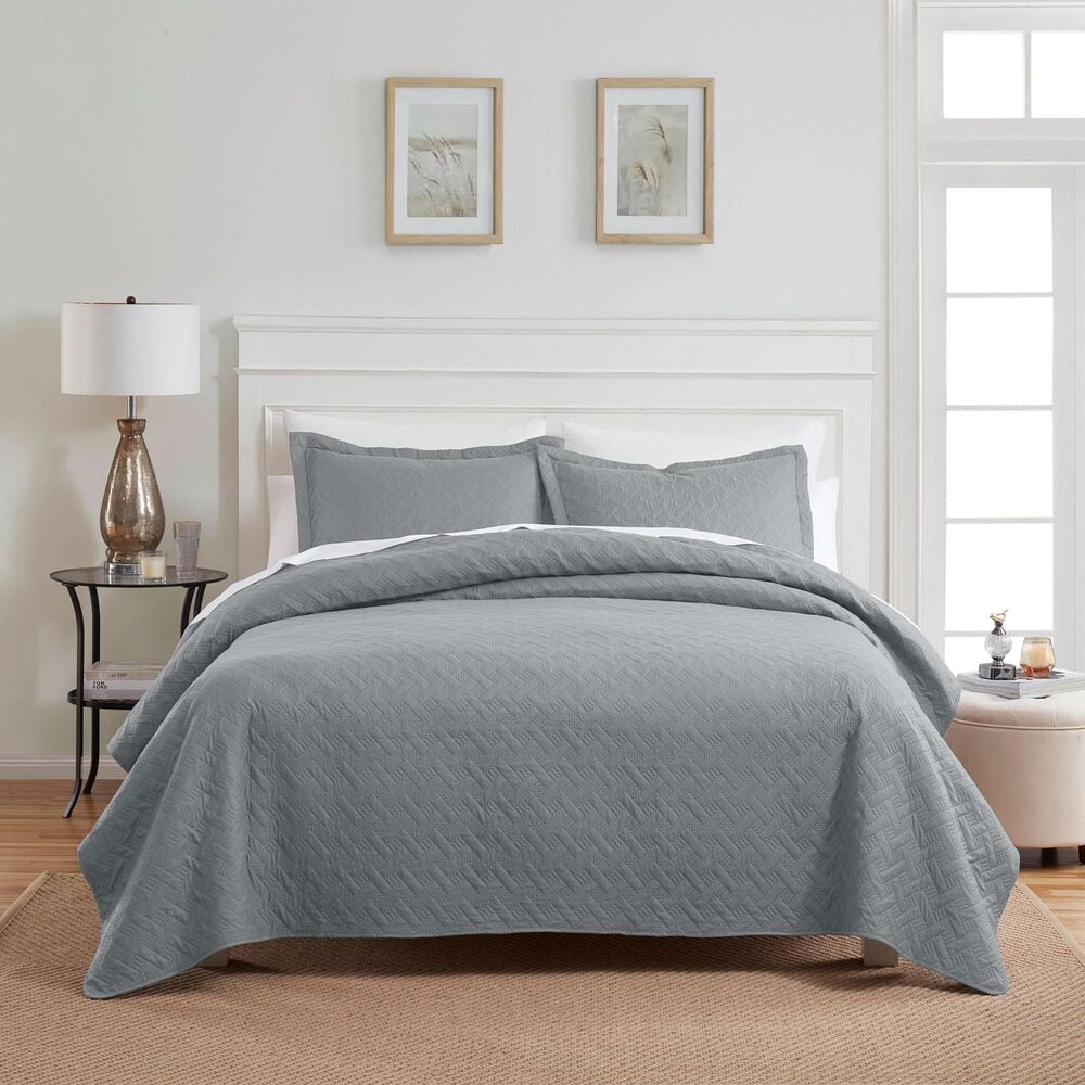 Trade Linker 2-Piece Twin Basket Pinsonic Quilt Set in Silver, , large