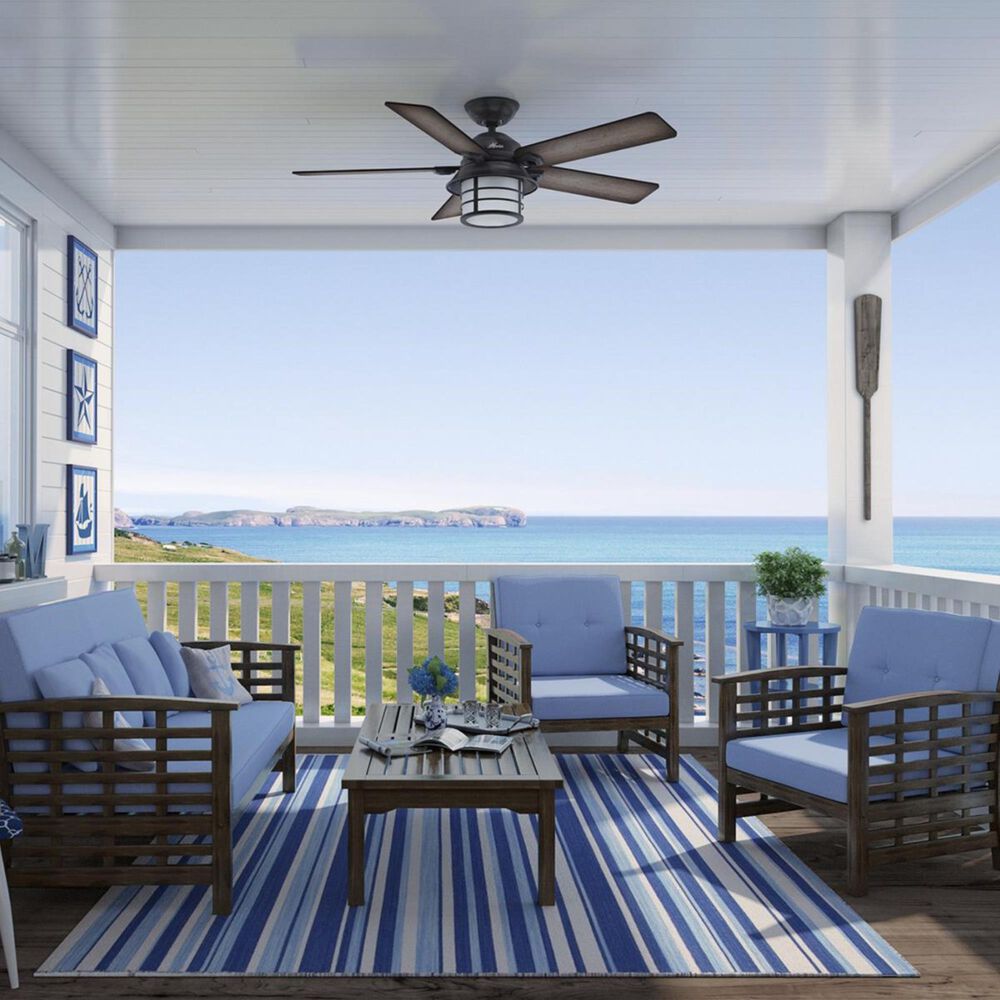 Hunter Key Biscayne 54&quot; Ceiling Fan with Light in Weathered Zinc, , large