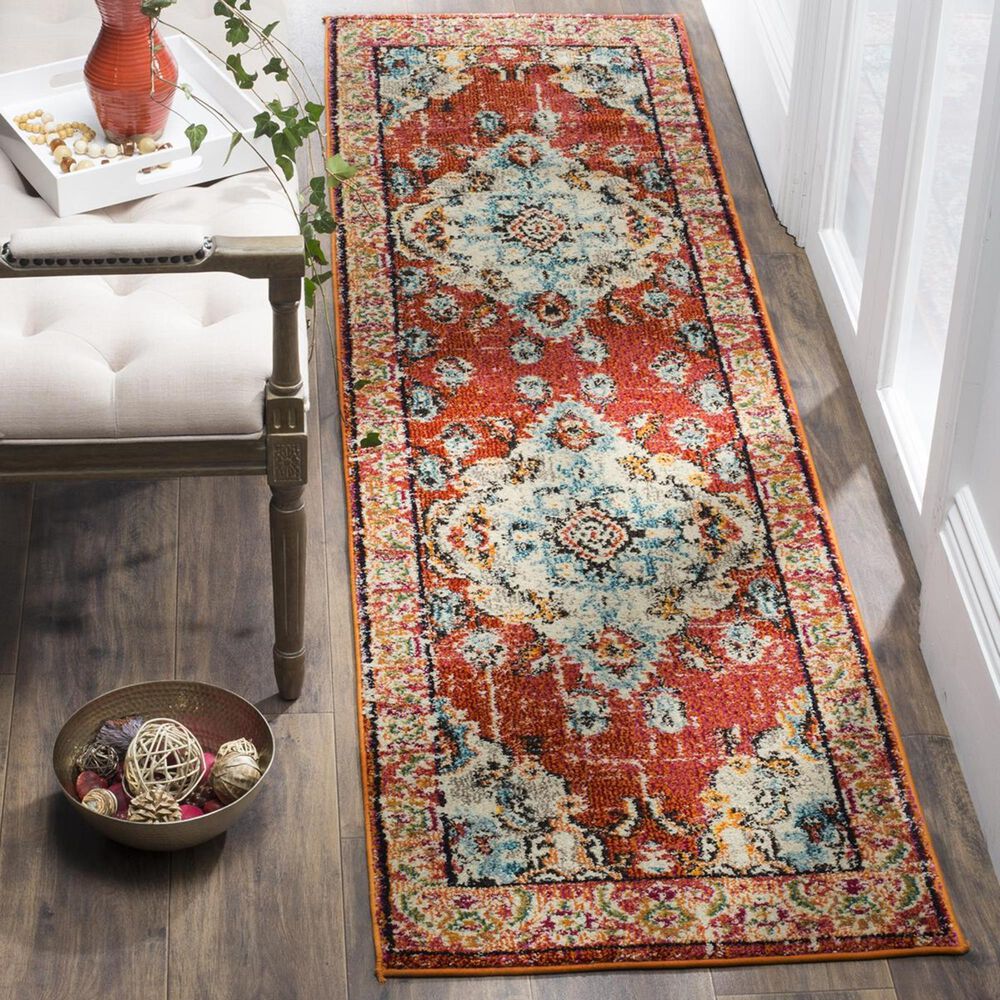 Safavieh Monaco MNC243H-212 2"2" x 12" Orange/Light Blue Runner, , large