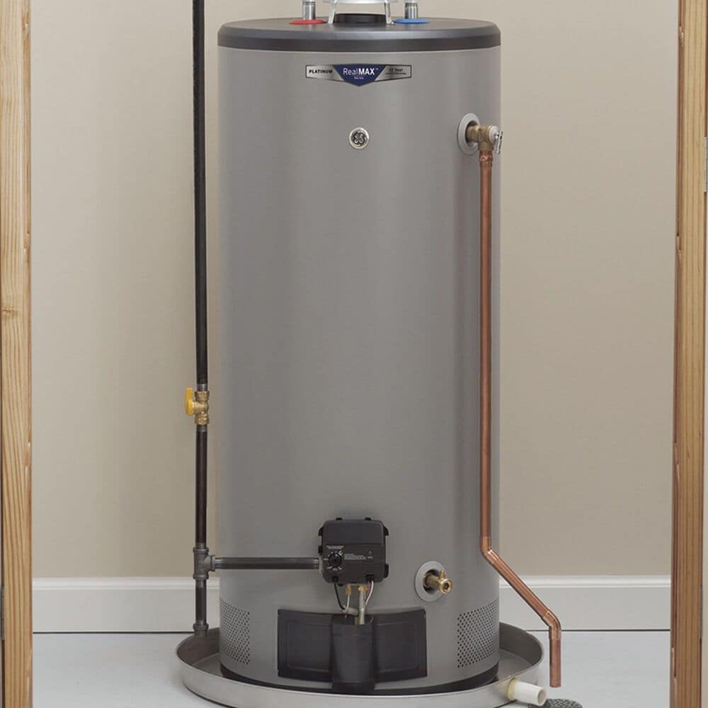 GE Appliances RealMAX Premium 40-Gallon Short Natural Gas Atmospheric Water Heater in Gray, , large