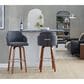 LumiSource Dahlia Swivel Bar Stool with Grey Upholstery in Walnut and Chrome (Set of 2), , large