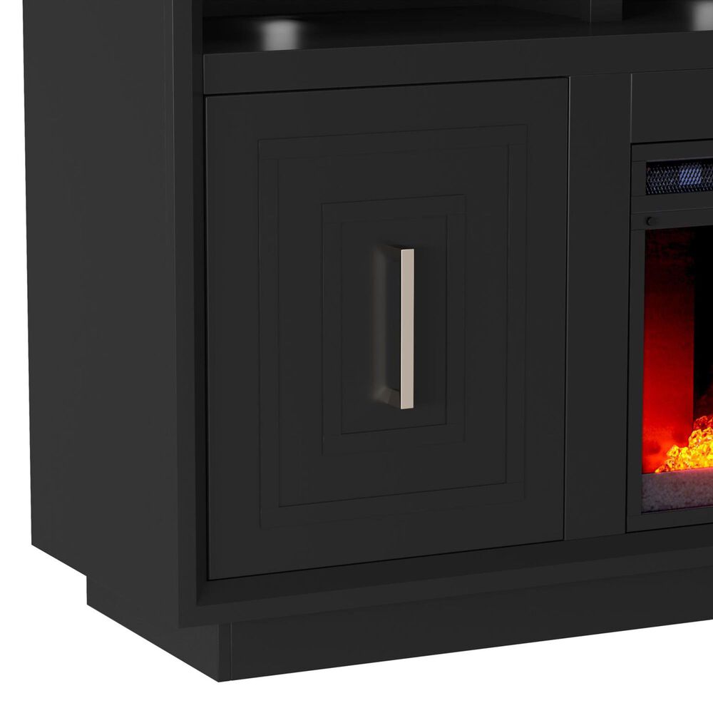 Legends Home Sunset 67" Fireplace Console with Fireplace Insert in Seal Skin Black, , large