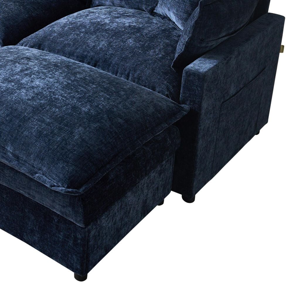 HOMLUX 107.87" Ultra-Comfort Chenille Sectional Sofa Set in Dark Blue, , large