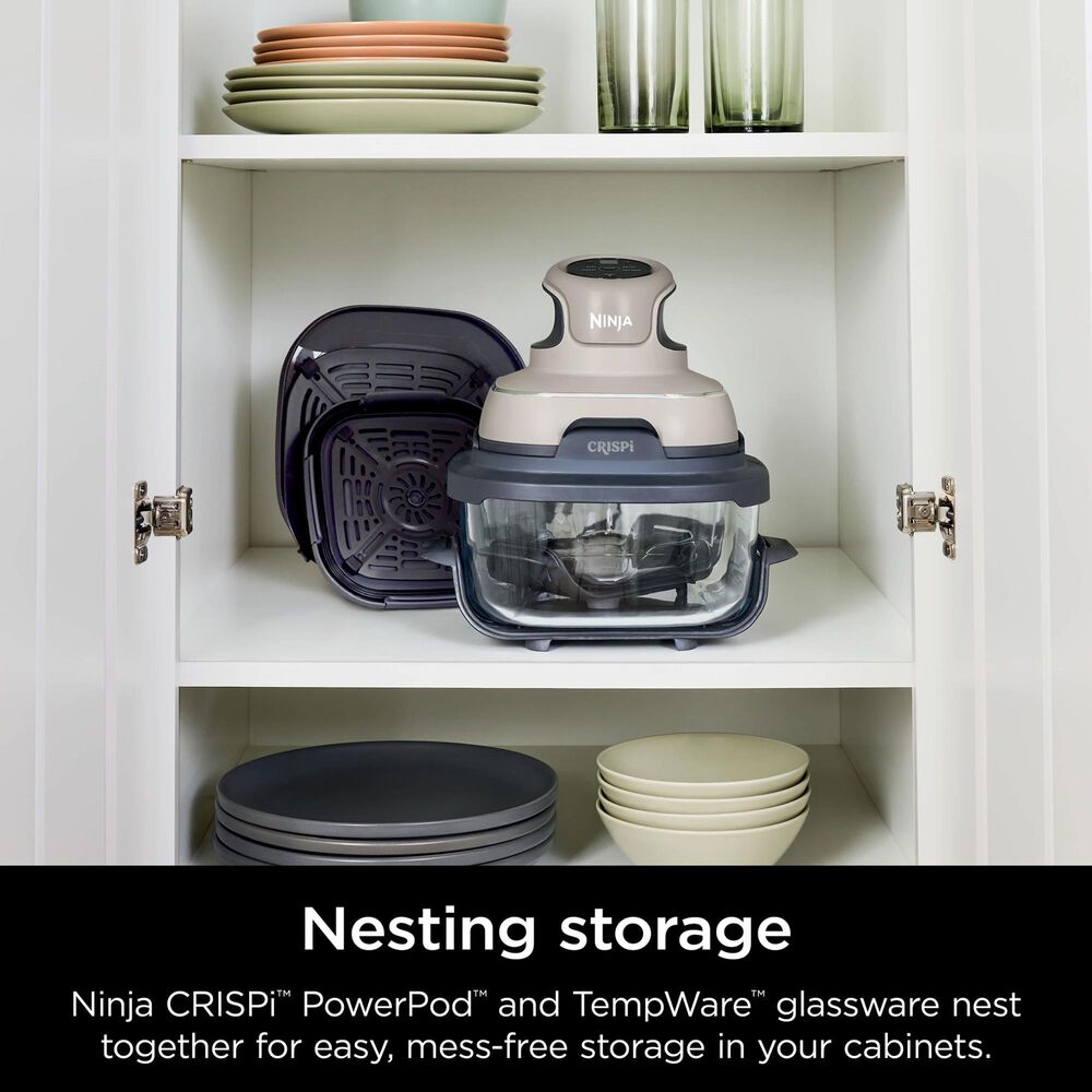 Ninja Crispi 4-In-1 Portable Glass Air Fryer Cooking System in Stone, , large