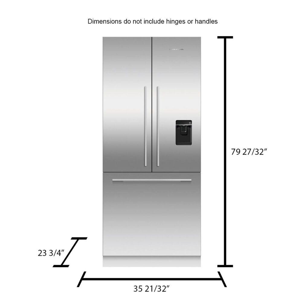 Fisher &amp; Paykel 16.8 Cu. Ft. Built-in French Door Refrigerator with Ice and Water - Panels Sold Separately, , large