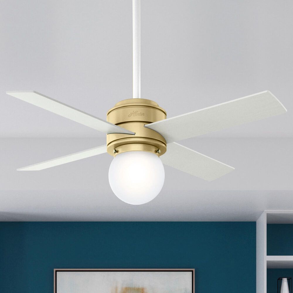 Hunter Hepburn 44&quot; Ceiling Fan with LED Light in Modern Brass, , large