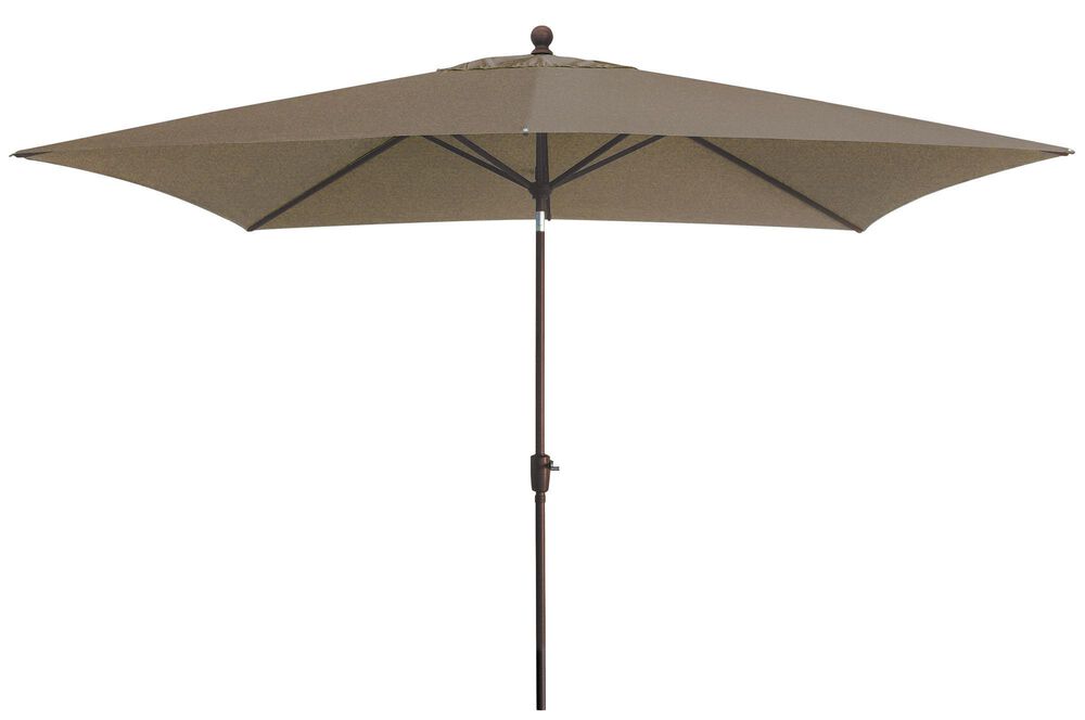 Garden Party 6.5" x 10" Sesame Market Umbrella in Bronze Frame with Stand, , large
